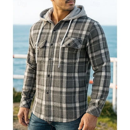 Thatcher | Hooded Checked Shirt Jacket - Image 5