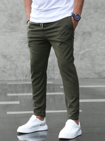 Men's Slim Fit Tapered Drawstring Pants Elastic Waist - Image 4