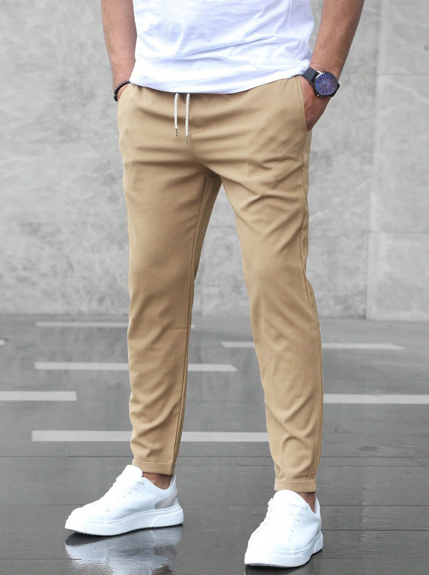 Men's Slim Fit Tapered Drawstring Pants Elastic Waist - Image 6