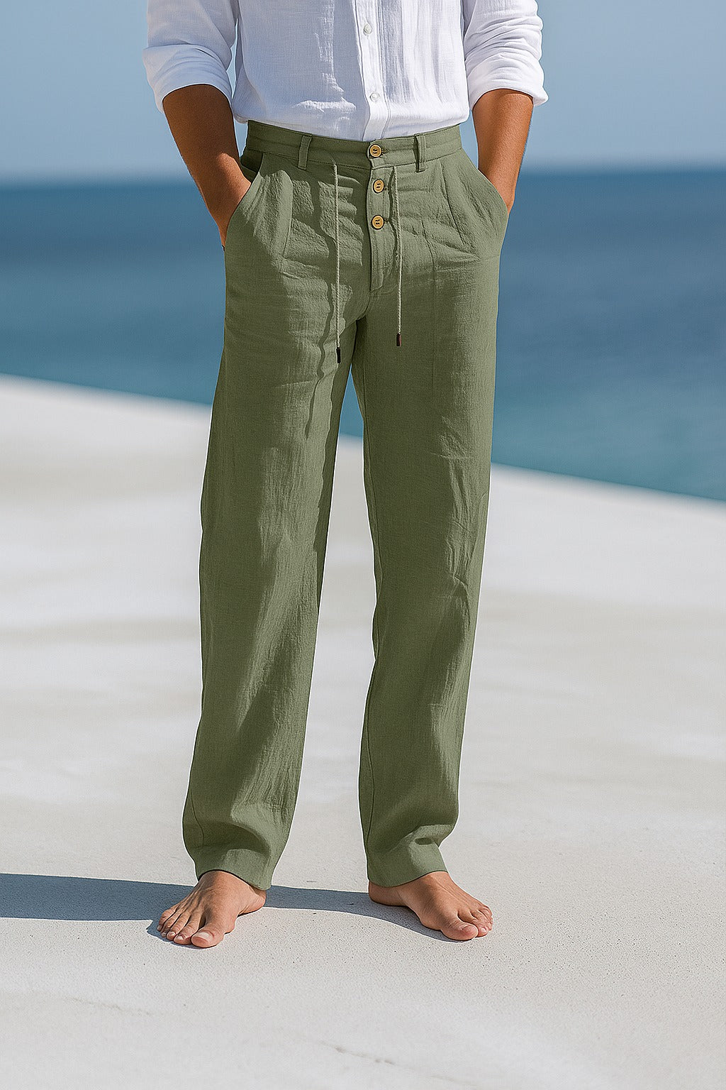 Men's Casual Drawstring Pants Summer Beach Trousers - Image 3