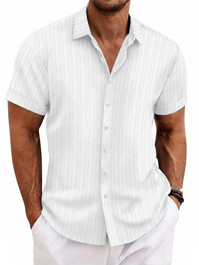 Danniel - Chemise rayée à manches courtes pour homme col Kent