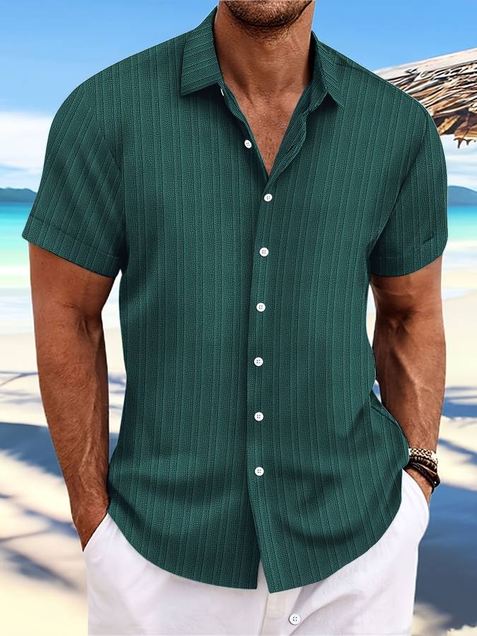 Danniel - Chemise rayée à manches courtes pour homme col Kent