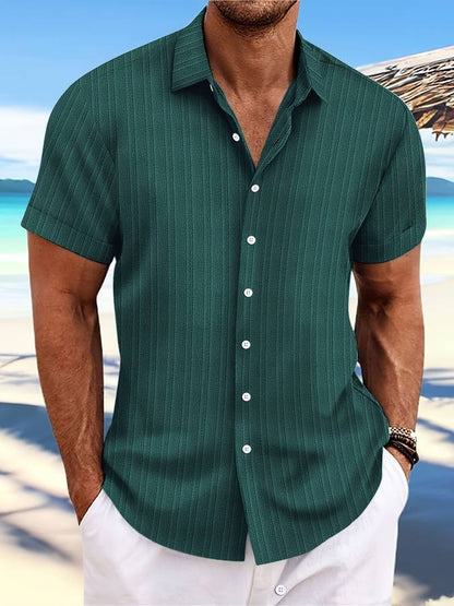 Danniel - Chemise rayée à manches courtes pour homme col Kent