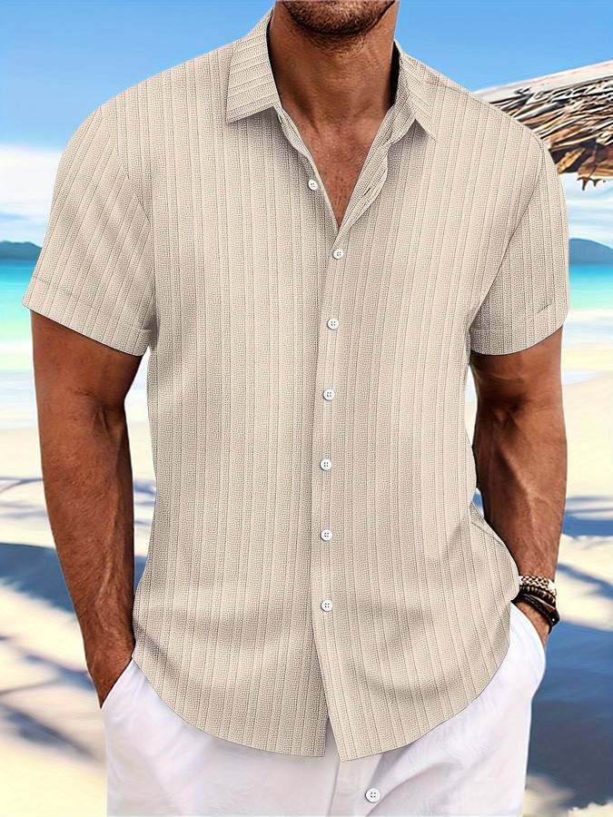 Danniel - Chemise rayée à manches courtes pour homme col Kent