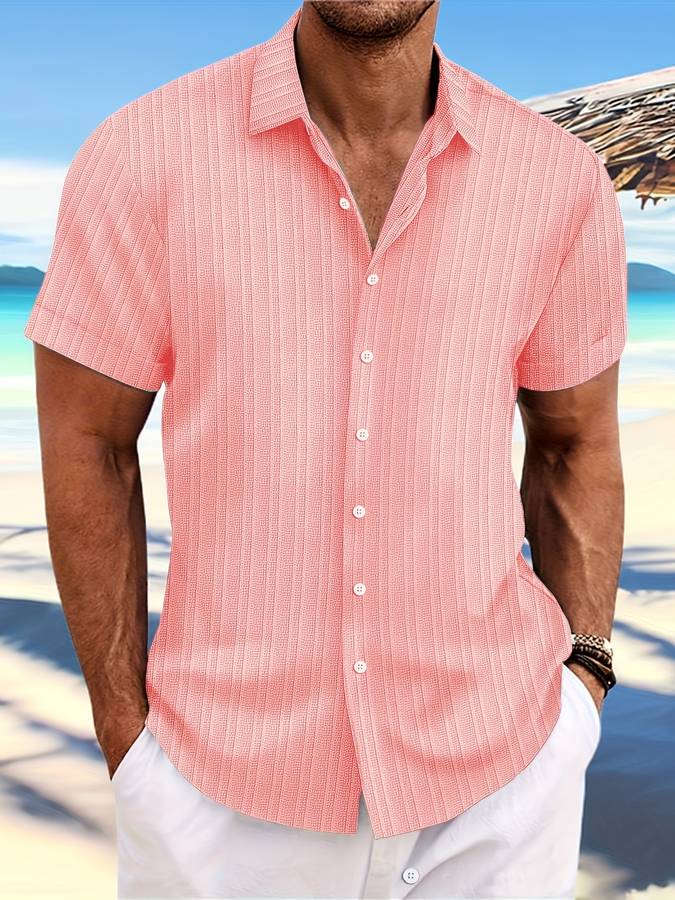 Danniel - Chemise rayée à manches courtes pour homme col Kent