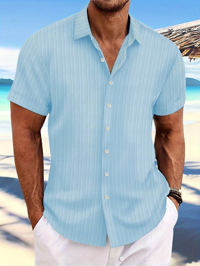 Danniel - Chemise rayée à manches courtes pour homme col Kent