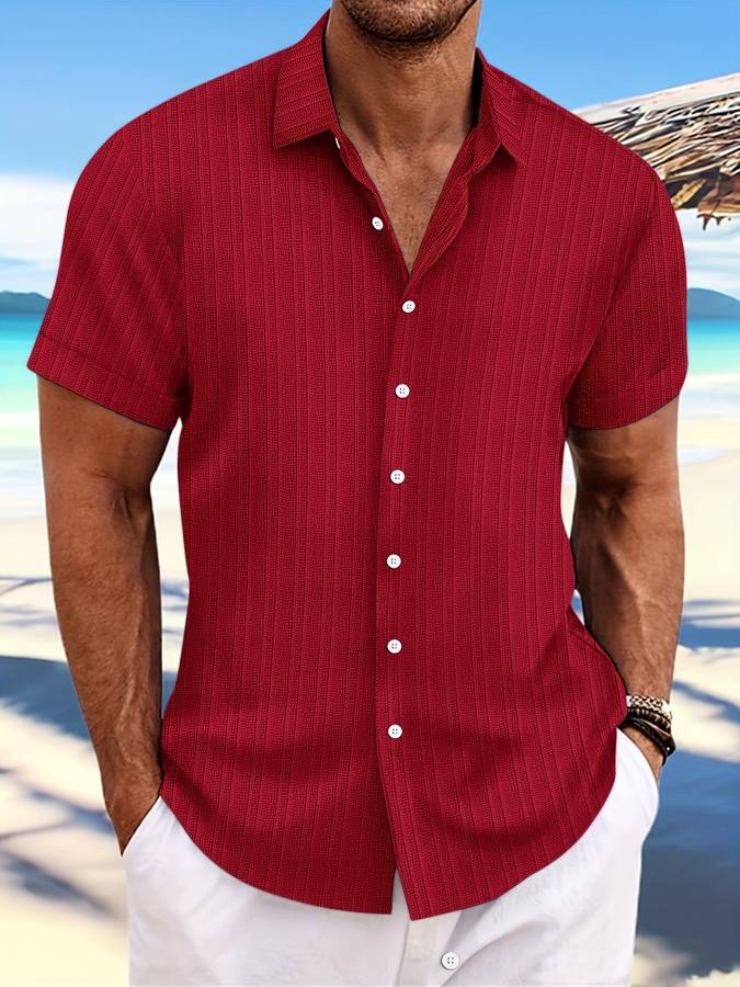 Danniel - Chemise rayée à manches courtes pour homme col Kent