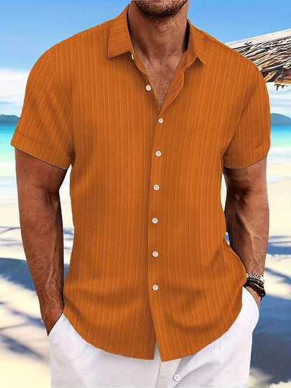 Danniel - Chemise rayée à manches courtes pour homme col Kent