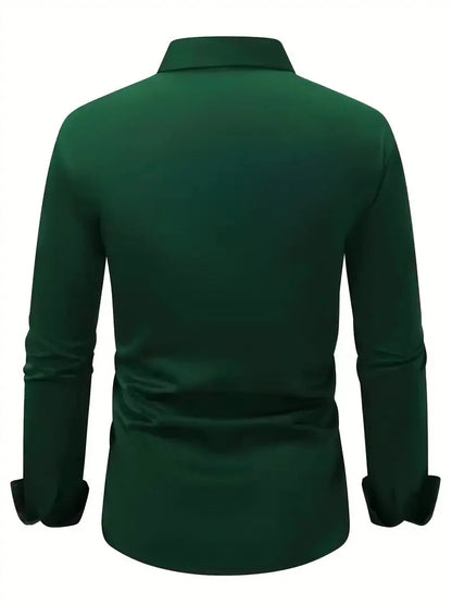 Men's Slim Fit Long Sleeve Kent Collar Dress Shirt - Image 20