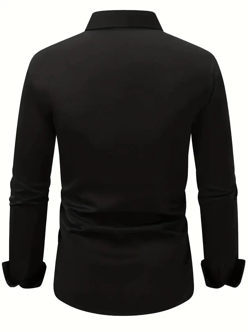 Men's Slim Fit Long Sleeve Kent Collar Dress Shirt - Image 21