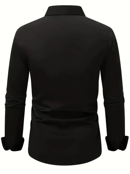 Men's Slim Fit Long Sleeve Kent Collar Dress Shirt - Image 21