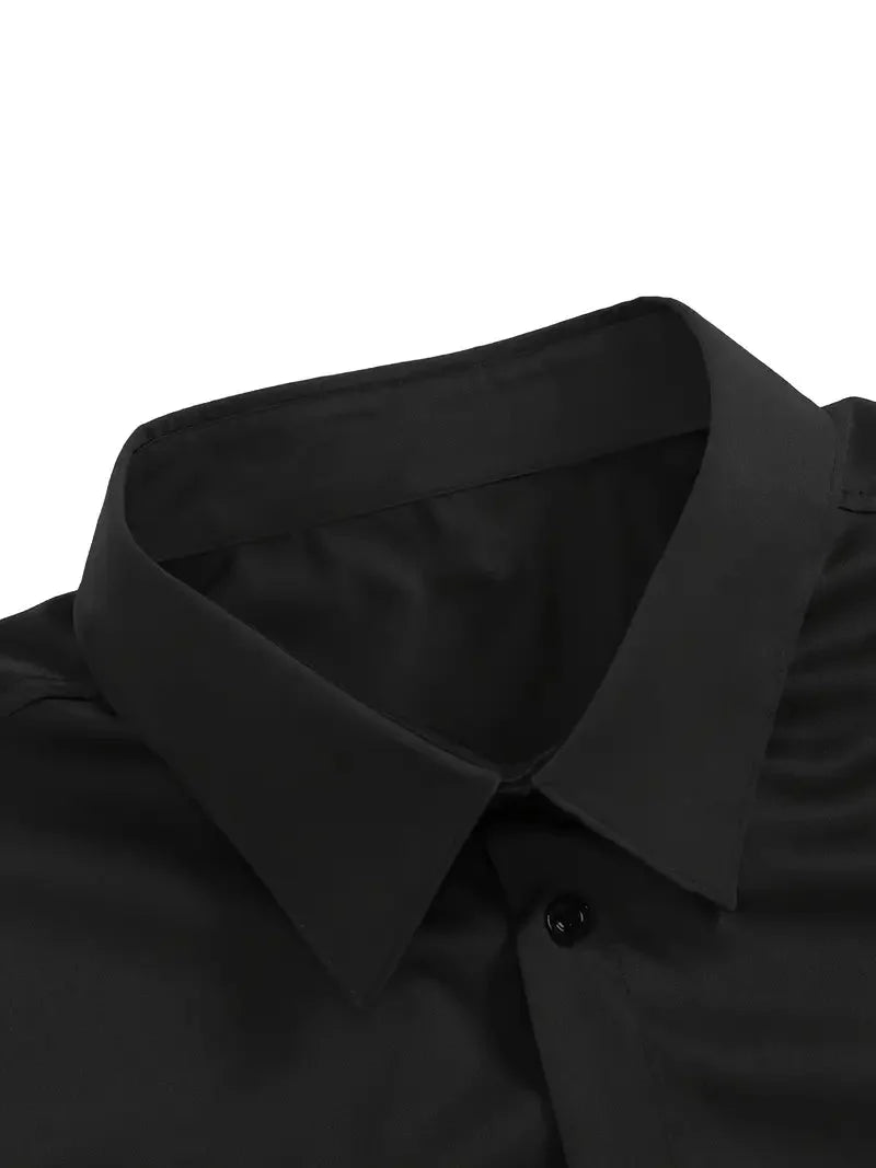 Men's Slim Fit Long Sleeve Kent Collar Dress Shirt - Image 22