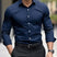 Men's Slim Fit Long Sleeve Kent Collar Dress Shirt - Image 3
