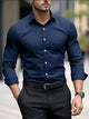 Men's Slim Fit Long Sleeve Kent Collar Dress Shirt - Image 3