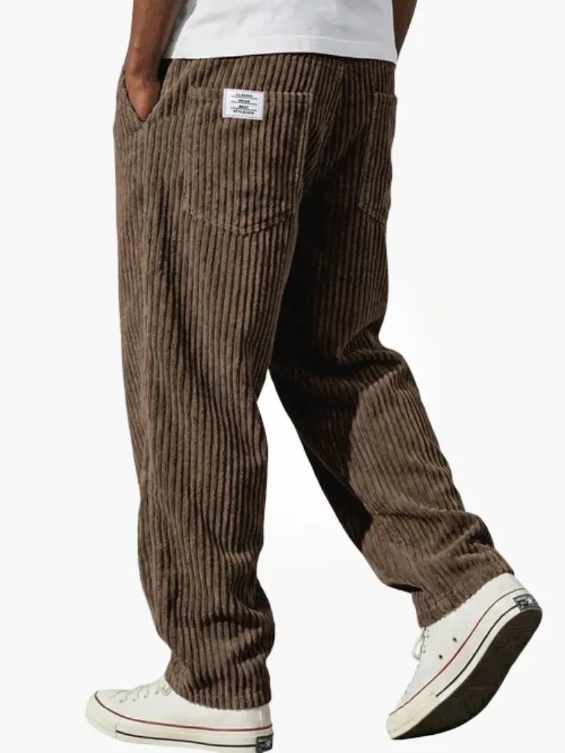 Men's Relaxed Fit Corduroy Pants Elastic Waist Drawstring - Image 8