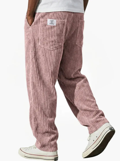 Men's Relaxed Fit Corduroy Pants Elastic Waist Drawstring - Image 9