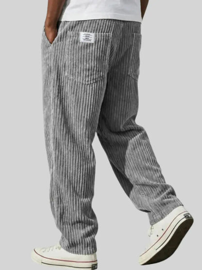 Men's Relaxed Fit Corduroy Pants Elastic Waist Drawstring