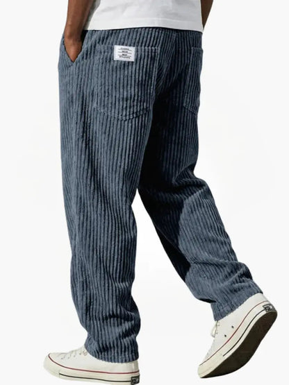 Men's Relaxed Fit Corduroy Pants Elastic Waist Drawstring - Image 2
