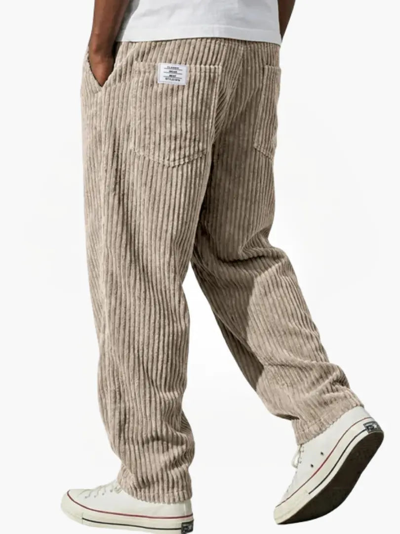 Men's Relaxed Fit Corduroy Pants Elastic Waist Drawstring - Image 3