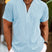 Men's Short Sleeve V-Neck Stand Collar Casual Summer Shirt - Image 2