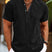 Men's Short Sleeve V-Neck Stand Collar Casual Summer Shirt - Image 5