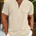 Men's Short Sleeve V-Neck Stand Collar Casual Summer Shirt - Image 7
