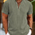 Men's Short Sleeve V-Neck Stand Collar Casual Summer Shirt - Image 9