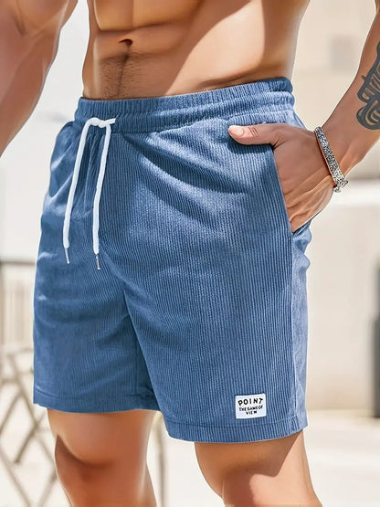 Men's Ribbed Drawstring Shorts Elastic Waist Beach Summer - Image 16