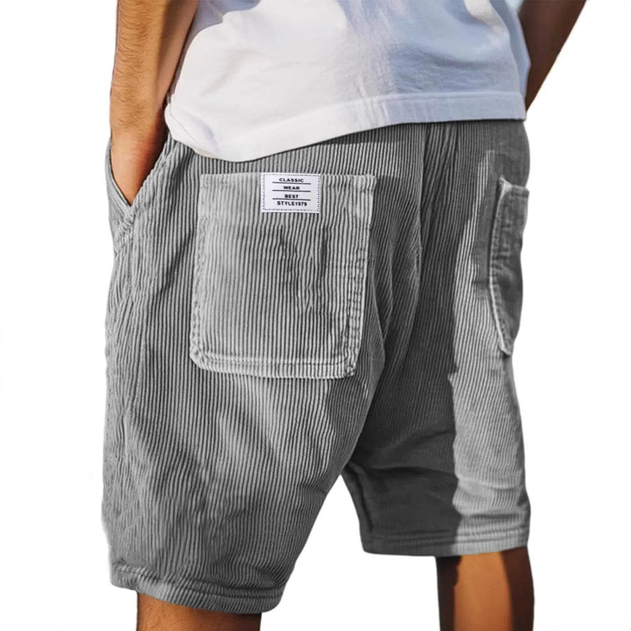 Men's Ribbed Knit Shorts Elastic Waist Lounge Casual - Image 2
