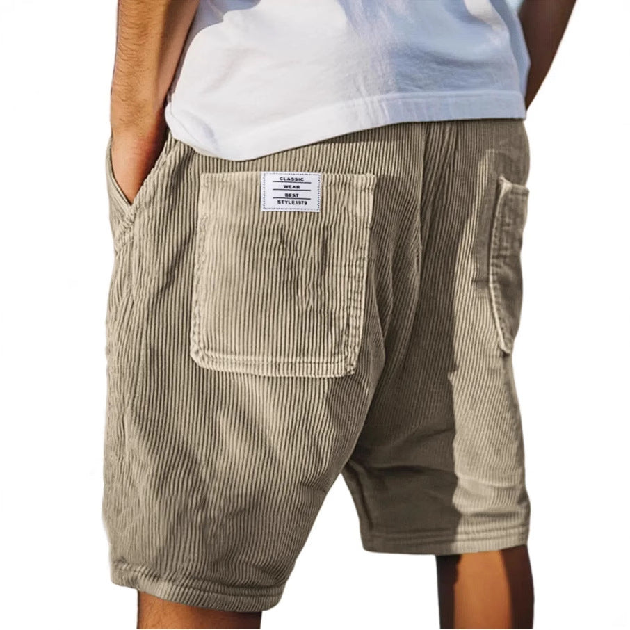 Men's Ribbed Knit Shorts Elastic Waist Lounge Casual - Image 3