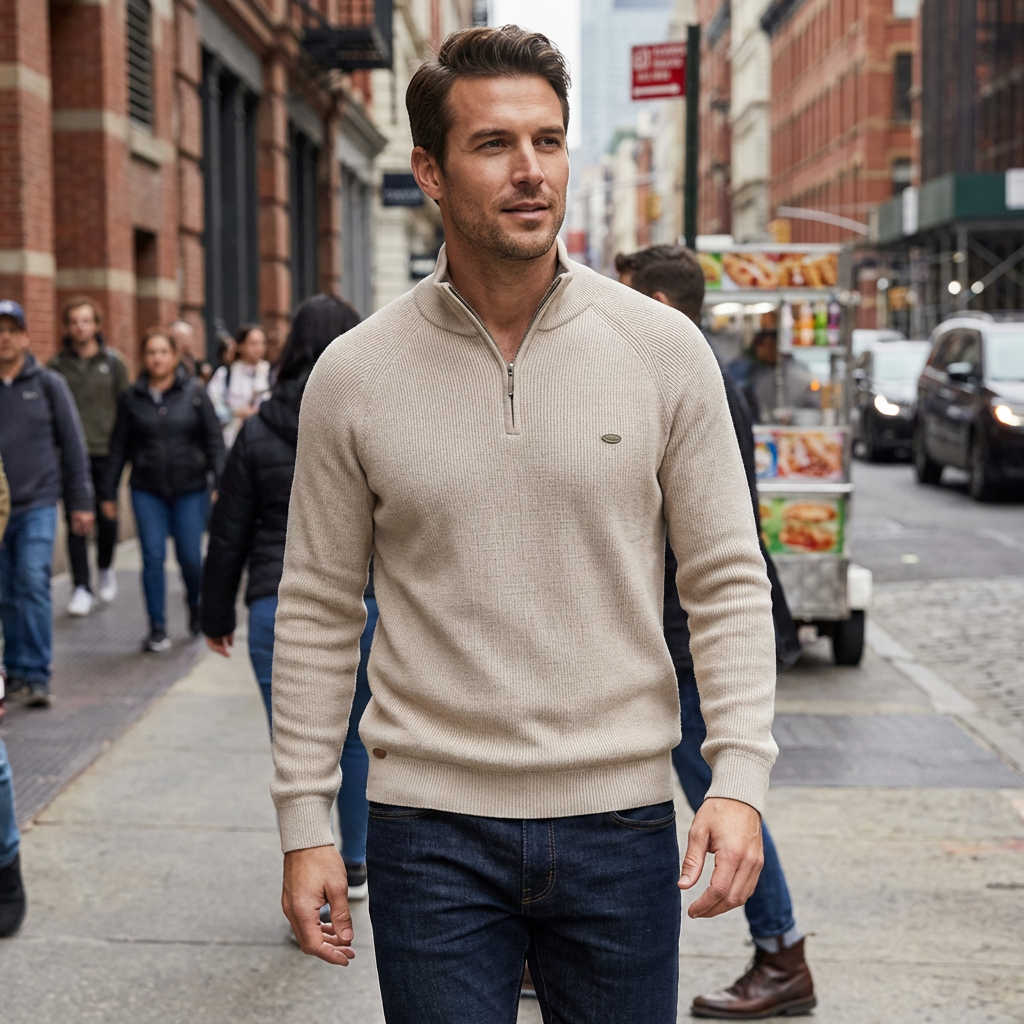 Veylor – Pull demi-fermeture éclair de luxe pour homme