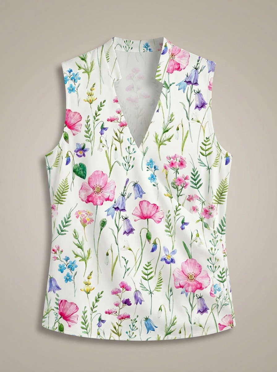 Eliza - Camiseta de mujer ajustada con cuello en V