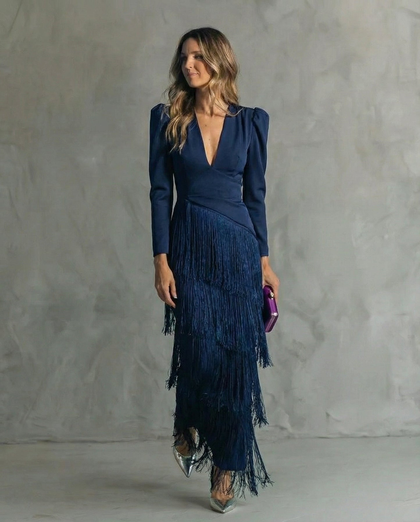 Ivana - Elegant Fringe Midi Dress