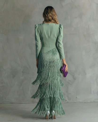 Ivana - Elegant Fringe Midi Dress