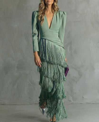 Ivana - Elegant Fringe Midi Dress