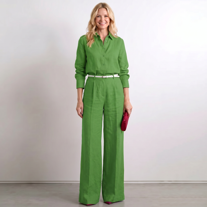 Women Wide Leg Linen Palazzo Pants - Image 3