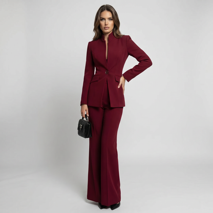 Women 2 Piece High Collar Blazer Trouser Set - Image 5