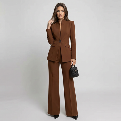 Women 2 Piece High Collar Blazer Trouser Set - Image 10