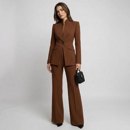 Women 2 Piece High Collar Blazer Trouser Set - Image 8