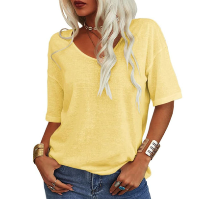 Maren – Afslappet U-hals sommer T-shirt til kvinder