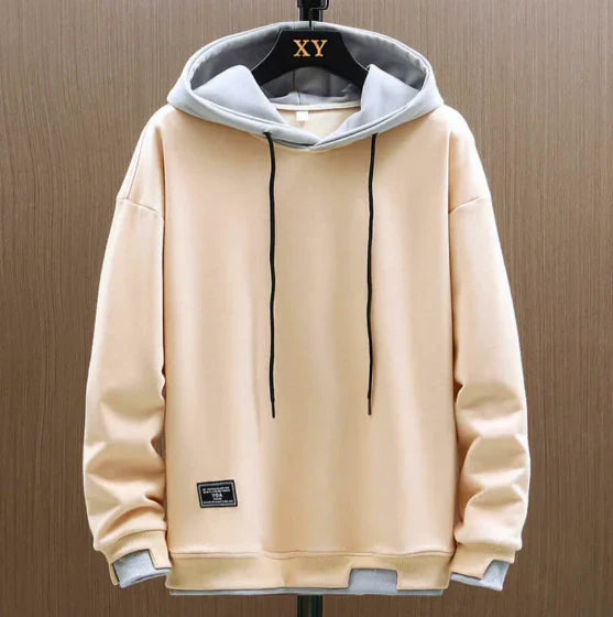 Kavren – Felpa con cappuccio oversize da uomo con cappuccio a contrasto