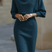 Biancelle - Draped Batwing Sleeve Midi Dress