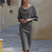 Biancelle - Draped Batwing Sleeve Midi Dress