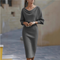Biancelle - Vestido midi con mangas murciélago drapeadas