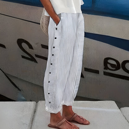 Women's Striped Wide Leg Pants Relaxed Fit Summer Trousers - Image 12