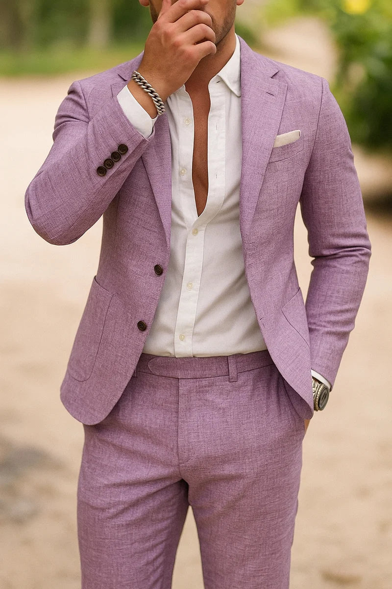 Men's Slim Fit Two Piece Blazer Trouser Suit Set - Image 9