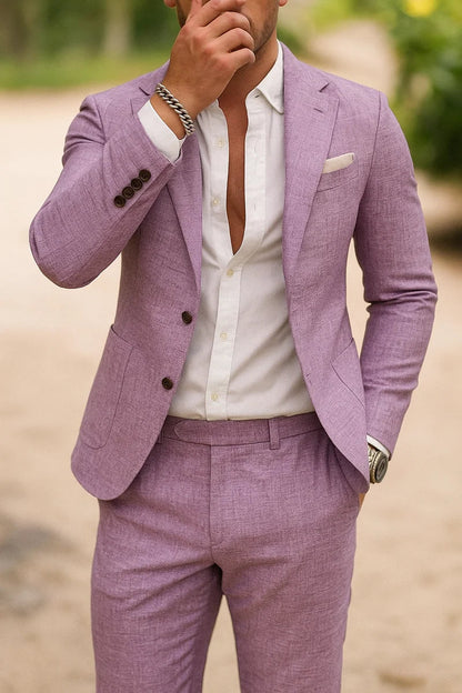 Men's Slim Fit Two Piece Blazer Trouser Suit Set - Image 9