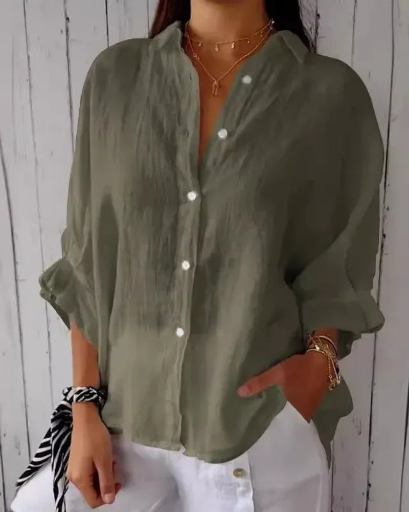 Elarisa - Womens Long Sleeve Button Blouse
