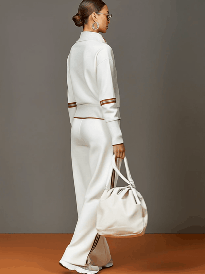 Alessandra – Womens Half Zip Sweatshirt And Wide Leg Trousers Set