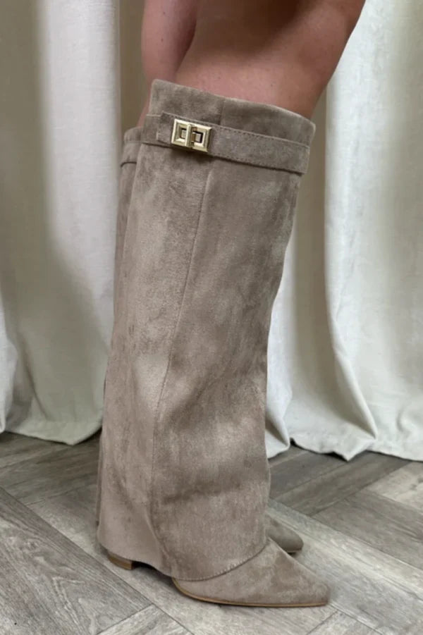 Velorna – Botas de tacón grueso para mujer con hebilla